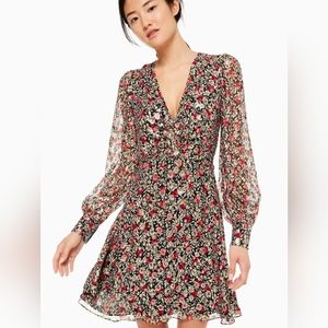Kate Spade New York Metallic Floral Park Clip Dot Mini Dress Sz 2